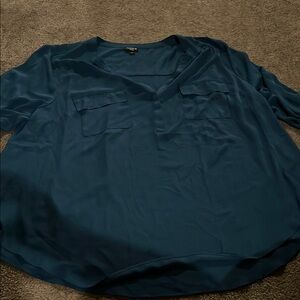 Torrid Blue 3/4 Sleeve Blouse Size 3